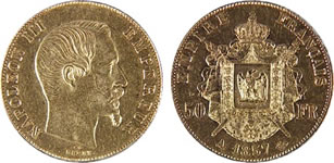 50フラン ナポレオン金貨